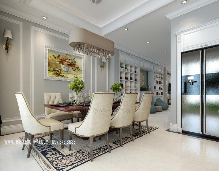 Thiết kế nội thất phòng ăn nhà liên kề tại khu đô thị Văn Quán